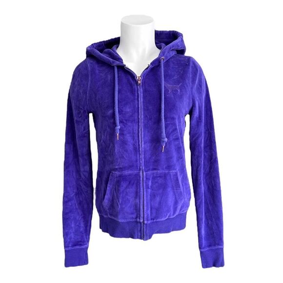 PINK Victoria’s Secret Women’s Purple Hooded Full‎ Zip Hoodie Size Small - Picture 2 of 7